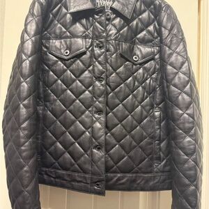 Black Quilted Leather Jacket